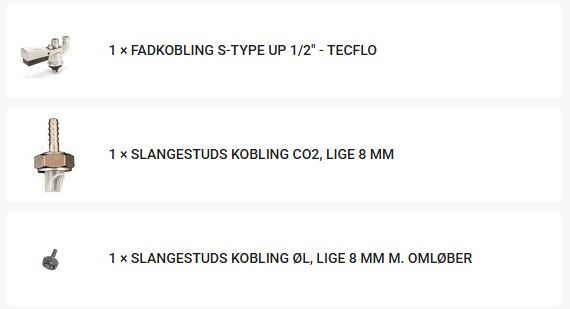 Fadkobling S type UP - Komplet med metalstudse