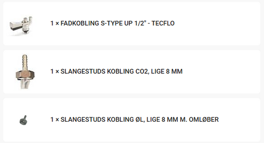 Fadkobling S type UP - Komplet med metalstudse