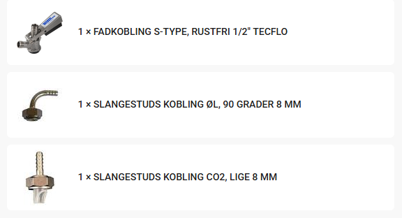 Fadkobling S type - Komplet med metalstudse