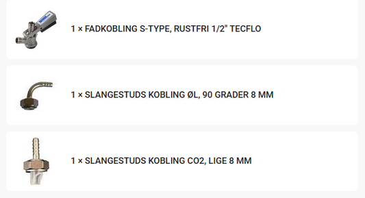 Fadkobling S type - Komplet med metalstudse