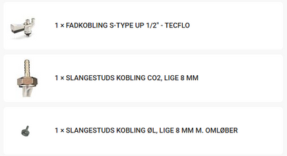 Fadkobling S type UP - Komplet med metalstudse